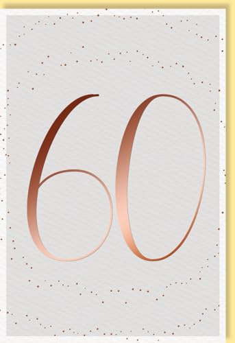 Skorpion Geburtstagskarte Glückwunschkarte Geburtstag 60 Jahre stilvolles Design mit goldener Zahl und dezenten Punkten auf weißem Hintergrund edle Doppelkarte für runde Geburtstage mit Umschlag von Skorpion