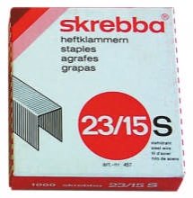 Heftklammern für Blockheftgeräte, Sorte 23/15 s, Stahl Heftklammern für Blockheftgeräte, Sorte 23/15 s, Stahl von Skrebba