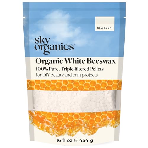 Sky Organics Organic White Beeswax Pellets (453 g) Reines Bienenwachs ohne giftige Pestizide oder Chemikalien - 3 x gefiltert, leicht schmelzende Pastillen - für DIY, Kerzen, Hautpflege, Lippenbalsam von Sky Organics