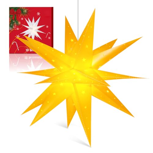 Sky angle 3D Weihnachtsstern Beleuchtet Batterie mit Timer für Fenster - 45cm Dekorieren von Weihnachtsbaum, Gelb led Weihnachtsstern für Innen, Außen, Innenhof, Balkon Und Garten Sky angle 3D Weihnachtsstern Beleuchtet Batterie mit Timer für Fenster - 45cm Dekorieren von Weihnachtsbaum, Gelb led Weihnachtsstern für Innen, Außen, Innenhof, Balkon Und Garten von Sky angle