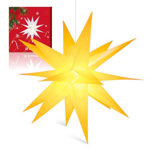 Sky angle 3D Weihnachtsstern Beleuchtet Batterie mit Timer für Fenster - 45cm Leuchtstern Stern Zum Dekorieren von Weihnachtsbaum, Gelb led Weihnachtsstern für Innenhof, Balkon Und Garten Sky angle 3D Weihnachtsstern Beleuchtet Batterie mit Timer für Fenster - 45cm Leuchtstern Stern Zum Dekorieren von Weihnachtsbaum, Gelb led Weihnachtsstern für Innenhof, Balkon Und Garten von Sky angle