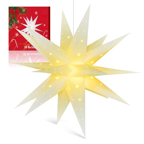 Sky angle 3D Weihnachtsstern Beleuchtet Batterie mit Timer für Fenster - 60cm Dekorieren von Weihnachtsbaum, Weiße led Weihnachtsstern für Innen, Außen, Innenhof, Balkon Und Garten Sky angle 3D Weihnachtsstern Beleuchtet Batterie mit Timer für Fenster - 60cm Dekorieren von Weihnachtsbaum, Weiße led Weihnachtsstern für Innen, Außen, Innenhof, Balkon Und Garten von Sky angle