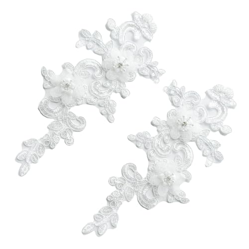 Spitzenstoff Blumenkragen Damen Hochzeitskleid Kragen Pailletten Stickerei Kragen für Kleidung Dekoration von SkyPOOU