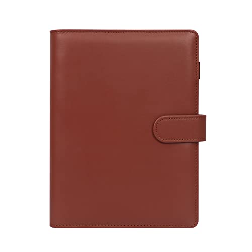 Skycase A5 Ringbuch aus PU-Leder, 6-Ring-Ordner, Loseblatt-Notizbuch, Planer-Organizer mit Füllpapier, braun – für Büro, Schule, Studium, Tagebuch, Portfolio von Skycase