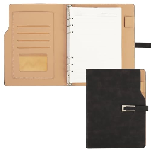 Skycase A5 Binder Notizbuch,a5 binder notizbuch ordner,ringbuch a5,ringbuch a5 nachfüllbar,6 Löcher Loseblatt Binder mit Papier, PU Leder A5 Binder,Notebook Cover mit A5 Füllpapier (Dunkelbraun) von Skycase