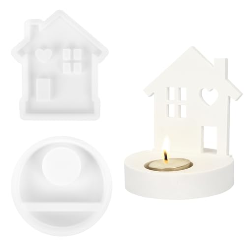 Skycase Silikon Formen Kerzenhalter - resin formen silikon kerzenhalter,silikonformen zum gießen kerzenhalter,giessform silikon kerzenhalter haus,handgemachte Handwerk Kerzen Dekorationen(Haus-C) von Skycase