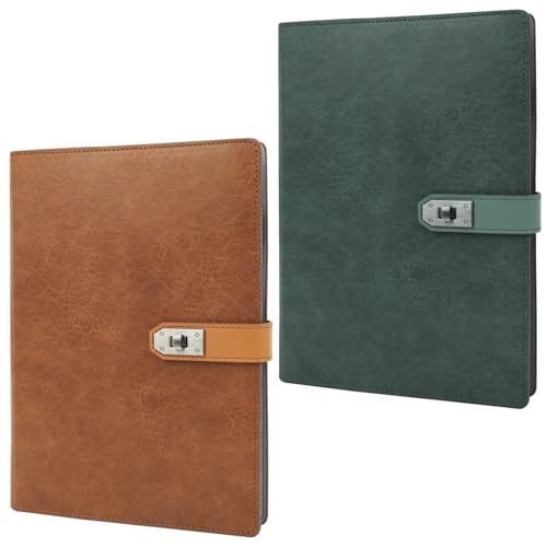 Skycase A5 Ringbuch aus PU-Leder, 6-Ring Loseblatt-Notizbuch, Nachfüllbarer Planer & Ordner, Dunkelgrün+Braun– Elegantes Notizbuch für Büro, Schule und Studium von Skycase