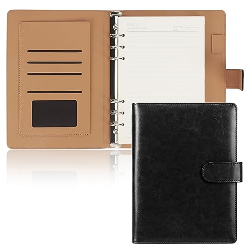 Skycase ringbuch a5,ringbuch a5 nachfüllbar,A5 Binder Notizbuch Ordner Portfolio,6 Löcher Loseblatt Binder PU Leder,Nachfüllbares Notizbuch Ringbuch A5 Tagebuch,Ringbinder Planer DIN A5 (Schwarz) von Skycase