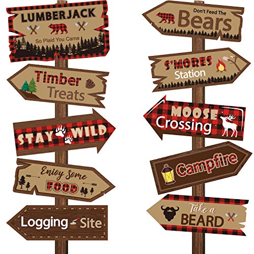 20 Stück Holzfäller-Partyschilder, Türausschnitte, Camping, Winter, Geburtstag, Partygeschenkideen, Dekorationszubehör von Skylety