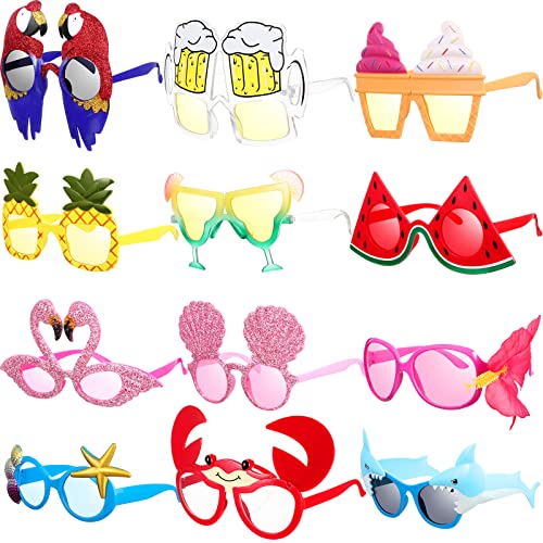 12 Paar Luau Party Sonnenbrille Lustig Hawaii Brille Strand Sonnenbrille Tropisch Strand Party Gefallen Luau Party Sonnenbrille für Erwachsene und Kinder Sommer Deko (Niedlicher Stil) von Skylety