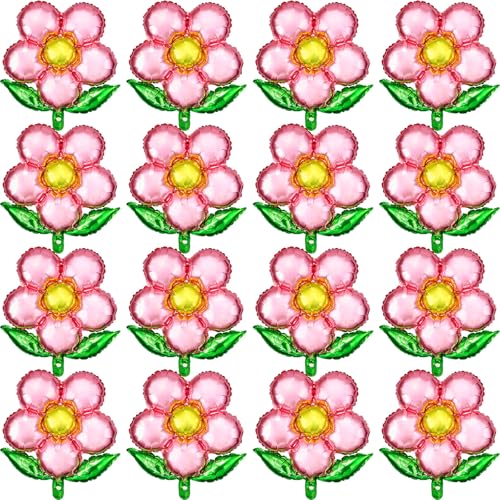 Skylety 16 Stück Blumen-Folienballons, 45,7 cm, schöne bunte Luftballons in Blumenform, für Hochzeit, Geburtstag, Urlaub, Party, Dekoration, zufällige Farbe, kann nicht schweben (Rosa) von Skylety