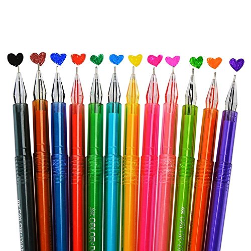 Farbe Gel Stifte Set mit Diamond Head, farbige Fine Point Kugelschreiber Tinte Stifte Marker für Erwachsene Färben Bücher (Packung von 12 Farben) von OPENDGO