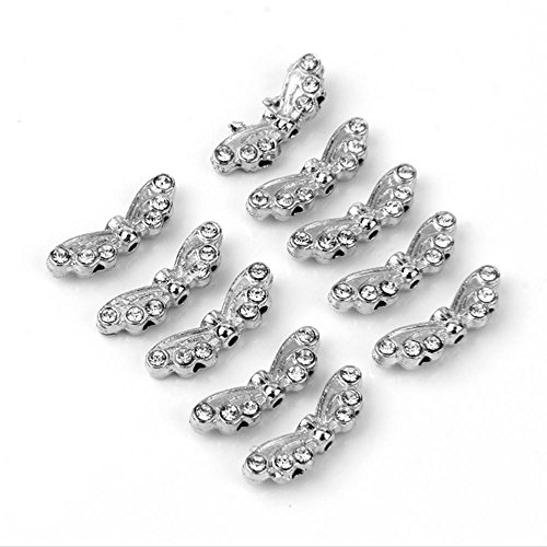 Skyllc® 10pcs Kristall Strass Glanz Schmetterling geformt Metall Spacer Perlen Schmucksachen die 22 Zubehör * 7mm von Skyllc