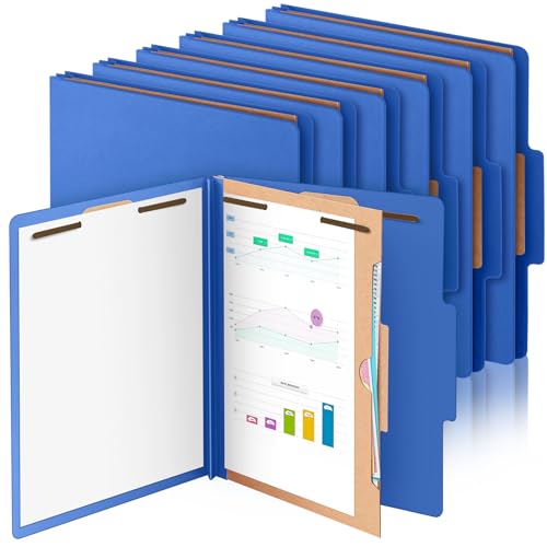 Skyygemm 12 Stück Presskarton-Klassifizierungsordner mit 1 Taschenteiler, 5,1 cm Erweiterungen, strapazierfähig, 2 Zinken, für Standard-Medizin-Akten, Dokumente, Büro (dunkelblau) von Skyygemm