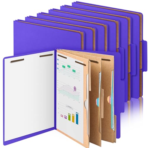 Skyygemm 12 Stück Presskarton-Klassifizierungsordner mit 3 Fächern, 5,1 cm Erweiterungen, strapazierfähig, 2 Zinken, für Standard-Medizin-Akten, Dokumente, Büroberichte (lila) von Skyygemm