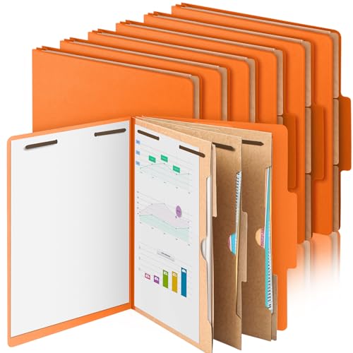 Skyygemm 12 Stück Presskarton-Klassifizierungsordner mit 3 Fächern, 5,1 cm Erweiterungen, strapazierfähig, 2 Zinken, für Standard-Medizin-Akten, Dokumente, Büroberichte (orange) von Skyygemm