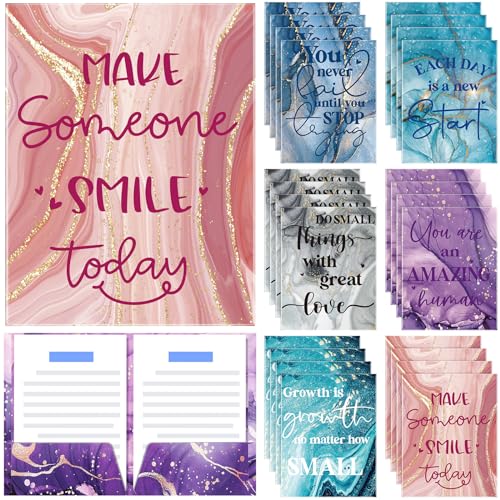 Skyygemm 24 inspirierende Ordner mit 2 Taschen, Motivationsmappen in Briefgröße, Großpackung für Schule, Büro, Klassifizierungsbedarf, Marmor-Design von Skyygemm