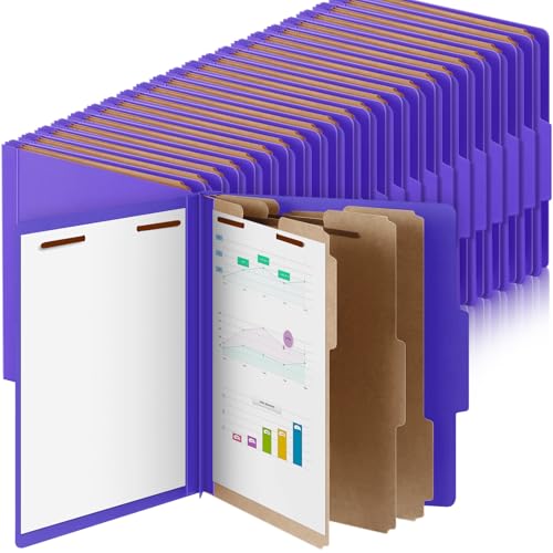 Skyygemm 60 Stück Presskarton-Klassifizierungsmappen, 3 Trennblätter, Aktenordner mit 7,6 cm Verschluss, Briefgröße mit 8,9 cm Erweiterung zum Organisieren von Papierakten für Büro, Klassenzimmer von Skyygemm