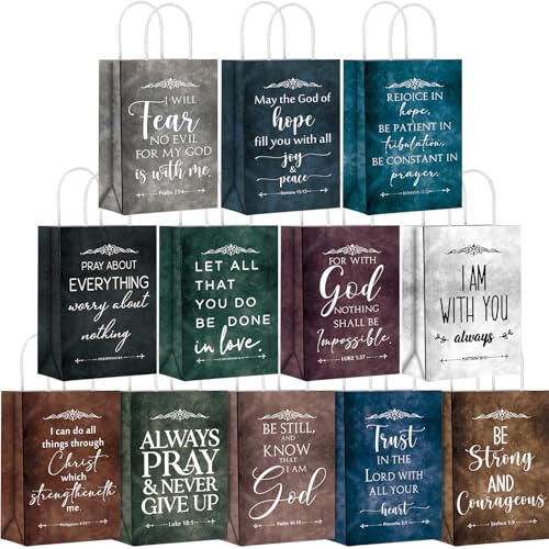 Skyygemm Christliche Papiertüten mit Griffen, religiöser Bibelvers, für die Schule, inspirierende Geschenke für Pastorin, Frau, Kirche, Willkommensbesucher, 24 Stück Skyygemm Christliche Papiertüten mit Griffen, religiöser Bibelvers, für die Schule, inspirierende Geschenke für Pastorin, Frau, Kirche, Willkommensbesucher, 24 Stück von Skyygemm