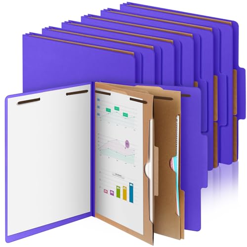 Skyygemm Klassifizierungsmappe, Briefgröße, 2 Fächer, Presskarton-Aktenordner, 5,1 cm Erweiterung, 2 Zinkenverschluss, robuster Aktenordner für Studenten, Lehrer, 12 Stück (lila) von Skyygemm