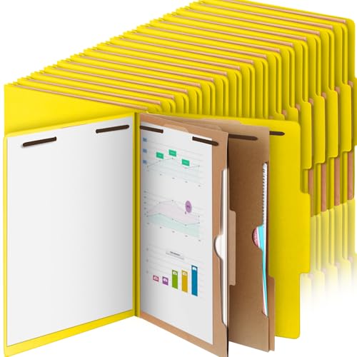 Skyygemm Klassifizierungsmappe, Briefgröße, 2 Fächer, Presskarton-Aktenordner, 5,1 cm Erweiterung, 2 Zinkenverschluss, robuster Aktenordner für Studenten, Lehrer, 36 Stück (gelb) von Skyygemm
