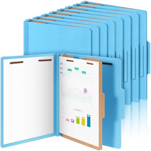 Skyygemm Klassifizierungsmappen, 1 Trennwand, Presskarton-Aktenordner mit 2 Zinken und 8,9 cm Erweiterung für Standard-Medizinakten, Mitarbeiterdokumente, Büroberichte, Blau, 24 Stück von Skyygemm