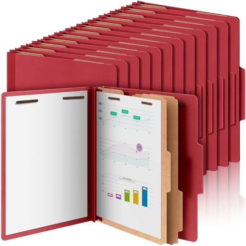 Skyygemm Klassifizierungsmappen, Briefgröße, 2 Trennwände, Presskarton-Aktenordner mit 3. 12,7 cm Erweiterung, 2 Zinkenverschluss, robuster Büroordner für Lehrer, Medizin (Dunkelrot) von Skyygemm