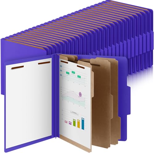 Skyygemm Klassifizierungsmappen, Briefgröße, 3 Trennwände, Presskarton-Aktenordner, Großpackung, 12,7 cm Erweiterung, 2 Zinken, Verschluss für Schulanfang, strapazierfähig, für Studenten, Lehrer, 72 von Skyygemm