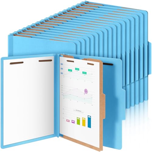 Skyygemm Klassifizierungsmappen, Großpackung mit 1 Trennwand, 8,9 cm Erweiterung, Presskarton-Aktenordner mit 2 Zinken, Verschluss für Standard-Medizinakten, Briefgröße, Dokumentenbericht (blau), 36 von Skyygemm