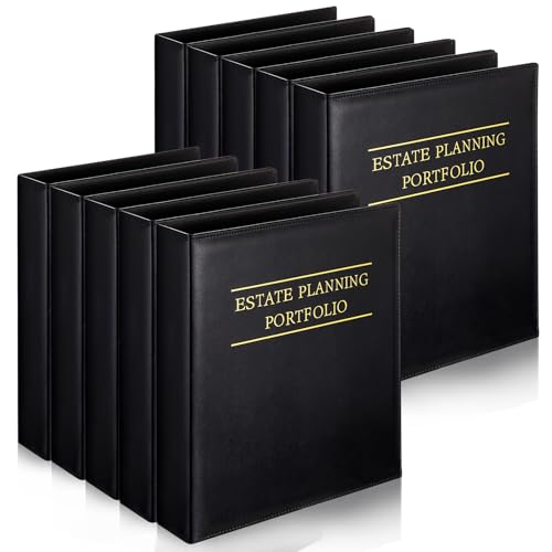 Skyygemm Portfolio-Ordner für Nachlassplanung, PU-Leder, 3-Ringbücher mit goldfarbenem Titel und Registerkarten, 27,9 x 30,6 x 6,1 cm, 10 Stück von Skyygemm