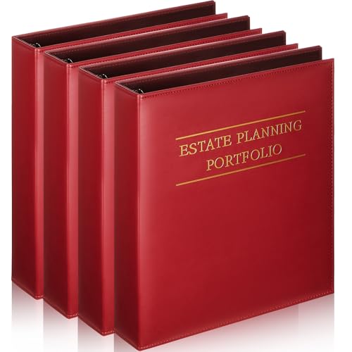 Skyygemm Portfolio-Ordner für Nachlassplanung, PU-Leder, 3-Ringbücher mit goldfarbenem Titel und Registerkarten, 27,9 x 30,8 x 6,1 cm, für Immobilienplanung, Rot, 4 Stück Skyygemm Portfolio-Ordner für Nachlassplanung, PU-Leder, 3-Ringbücher mit goldfarbenem Titel und Registerkarten, 27,9 x 30,8 x 6,1 cm, für Immobilienplanung, Rot, 4 Stück von Skyygemm