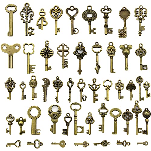 Skyzone 50 Stück Vintage Schlüssel Deko Antiken Anhänger Set, Antik Bronze Schlüssel DIY Halskette Anhänger Handgemachtes Zubehör, für DIY Schmuckherstellung Hochzeit Party Gastgeschenke Skyzone 50 Stück Vintage Schlüssel Deko Antiken Anhänger Set, Antik Bronze Schlüssel DIY Halskette Anhänger Handgemachtes Zubehör, für DIY Schmuckherstellung Hochzeit Party Gastgeschenke von Skyzone