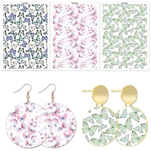 Slakerbe 3 Stück Ton-Transferpapier mit Blumen,Transferpapier für Polymerton Polymer-Ton-Transferblätter Vintage Transferaufkleber romantische Sticker für Bastelarbeiten Schmuck Ohrringe von Slakerbe