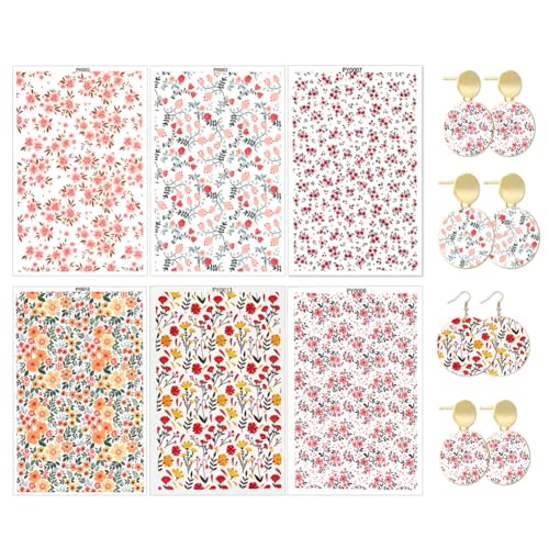 Slakerbe 6 Stück Polymer Clay Transferpapier,Ton-Transferpapier mit Blumen Transferpapier für Polymerton Transferblätter romantische Sticker Transferaufkleber für Bastelarbeiten Schmuck Ohrringe Slakerbe 6 Stück Polymer Clay Transferpapier,Ton-Transferpapier mit Blumen Transferpapier für Polymerton Transferblätter romantische Sticker Transferaufkleber für Bastelarbeiten Schmuck Ohrringe von Slakerbe