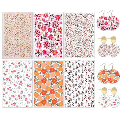 Slakerbe 6 Stück Blumig Romantisch-Floral Transferaufkleber aus Papier mit Blumen-Muster für Schmuck, Ohrringe & mehr Slakerbe 6 Stück Blumig Romantisch-Floral Transferaufkleber aus Papier mit Blumen-Muster für Schmuck, Ohrringe & mehr von Slakerbe