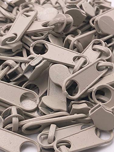 20 Zipper Schieber für 3mm Reißverschluss endlos (Beige) von Slantastoffe