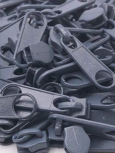 20 Zipper Schieber für 3mm Reißverschluss endlos (Granitgrau) von Slantastoffe