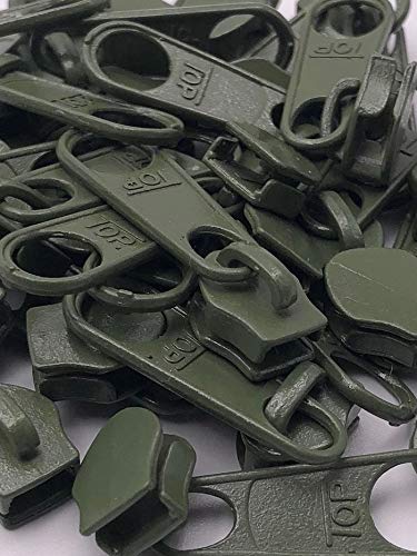 20 Zipper Schieber für 5mm Reißverschluss endlos 27 Farben (Olive) von Slantastoffe