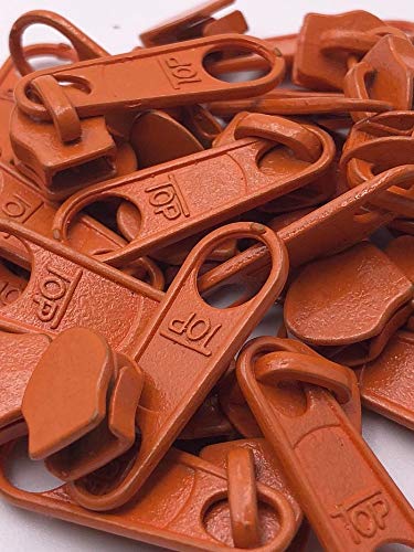 20 Zipper Schieber für 5mm Reißverschluss endlos 27 Farben (Orange) von Slantastoffe