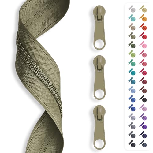 5m Reißverschluss endlos, Spirale 3mm + 15 Schieber/Zipper 32 Farben, Meterware (Hellolive) von Slantastoffe