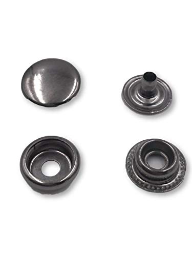 Druckknopf Metall Knopf Druckknöpfe Nietenknöpfe 15mm (Graphit, 15 St.) von Slantastoffe