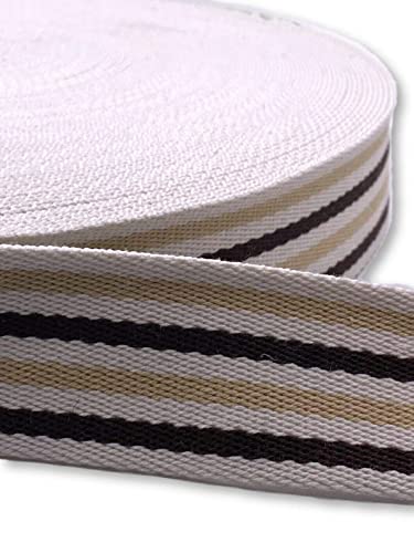 Gurtband 40mm Baumwolle Taschengurt Streifen 5 Farben (Beige/braun) von Slantastoffe