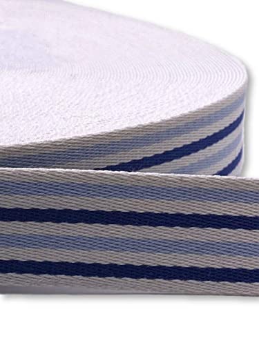 Gurtband 40mm Baumwolle Taschengurt Streifen 5 Farben (Blau/hellblau) von Slantastoffe
