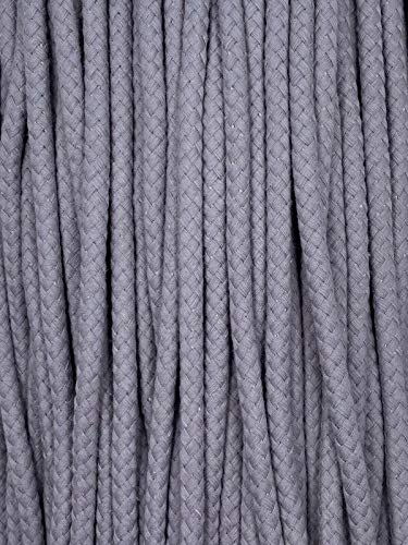 Kordel Baumwolle 8mm rund Schnur Turnbeutel Seil 17 Farben (Hellgrau, 3m) von Slantastoffe