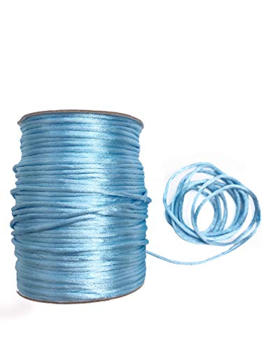 5 m Satinkordel, Satinschnur, frei Farbwahl, 2mm, 12 Farben (Hellblau) von Slantastoffe