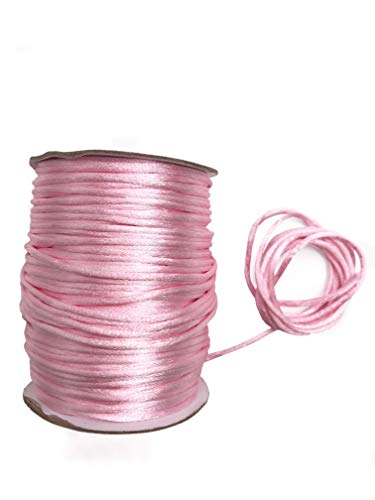 5 m Satinkordel, Satinschnur, frei Farbwahl, 2mm, 12 Farben (Rosa) von Slantastoffe