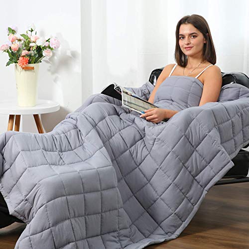 Sleep Mantra Gewichtsdecke für Erwachsene: 7,2 kg Schwere Decke gefüllt mit Glasperlen, fördert besseren Schlaf, reduziert Stress und Angstgefühle (Grau, 152x203 cm) von Sleep Mantra