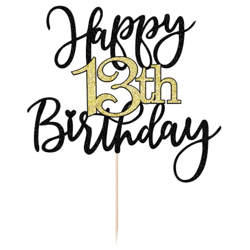 Sleyberoy Kuchendekoration zum 13. Geburtstag, "Happy 13", "Happy Birthday", "Cheers to 13 Years Birthday", 13. Jahrestag, Jungen und Mädchen zum dreizehnten Geburtstag, ausgewählte Kuchendekoration Sleyberoy Kuchendekoration zum 13. Geburtstag, "Happy 13", "Happy Birthday", "Cheers to 13 Years Birthday", 13. Jahrestag, Jungen und Mädchen zum dreizehnten Geburtstag, ausgewählte Kuchendekoration von Sleyberoy