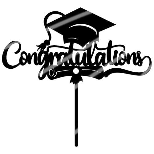 Sleyberoy Tortenaufsatz mit Aufschrift "Congrats Grad", Abschlussfeier, Party-Dekoration (Acryl, schwarz) von Sleyberoy