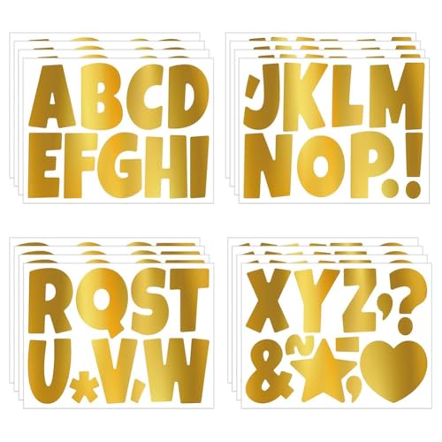 Slicooken 16 Blatt Goldene Buchstabenaufkleber, 4 Große, Selbstklebende Großbuchstaben und Symbole, Wasserfeste Alphabet-Aufkleber Slicooken 16 Blatt Goldene Buchstabenaufkleber, 4 Große, Selbstklebende Großbuchstaben und Symbole, Wasserfeste Alphabet-Aufkleber von Slicooken